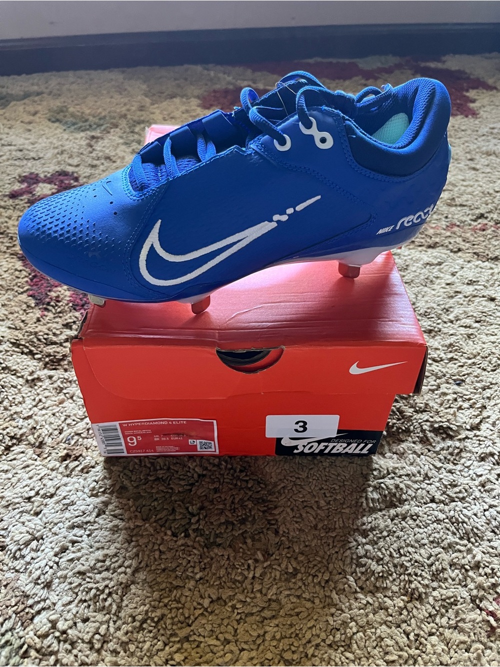 Nike Hyperdiamond 4 Elite Women's Softball Cleats Blue/White US 9.5 M